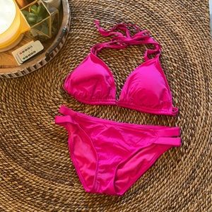 XL Hot pink bikini top with M bottoms